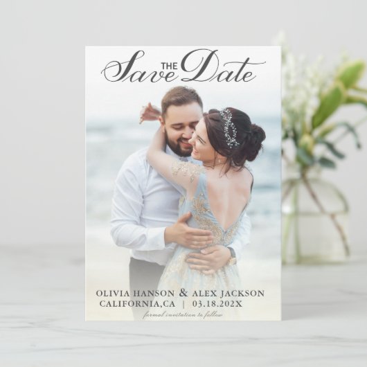 Minimalistisches Einfaches Foto Hochfahren Save The Date (Stehend Vorderseite)