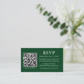Minimalistisches einfaches Foto Hochzeit QR Green  Begleitkarte (Stehend Vorderseite)