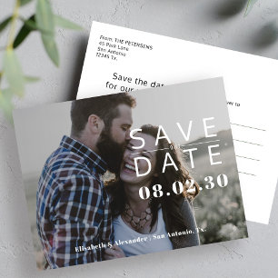 Minimalistisches einfaches Foto Hochzeit speichern Ankündigungspostkarte