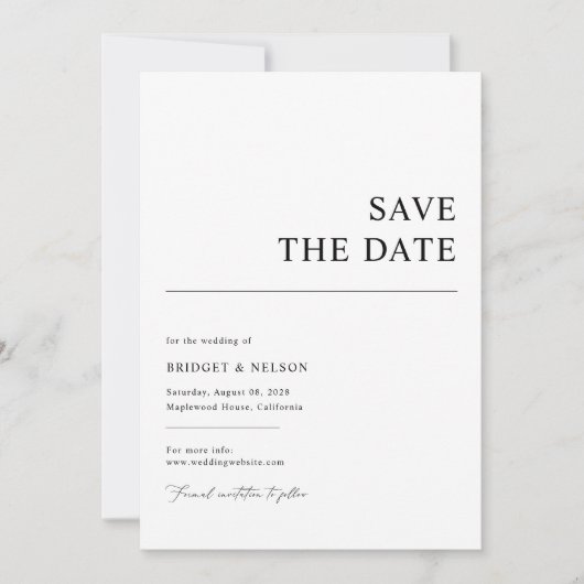 Minimalistisches einfaches Foto Hochzeit speichern Save The Date (Vorderseite)