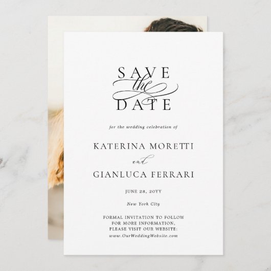Minimalistisches einfaches Foto Save the Date Einl (Vorne/Hinten)
