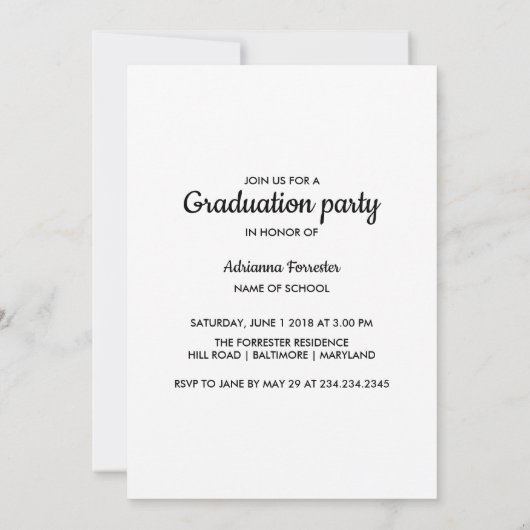 Minimalistisches einfaches Graduate-Six-Foto Einladung (Rückseite)