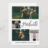 Minimalistisches einfaches Graduiertenschreiben| V Einladung (Vorne/Hinten)