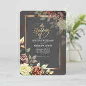 Minimalistisches Einfaches Grauen, Rose-Gold-Rahme Einladung (Stehend Vorderseite)