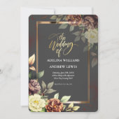 Minimalistisches Einfaches Grauen, Rose-Gold-Rahme Einladung (Vorderseite)