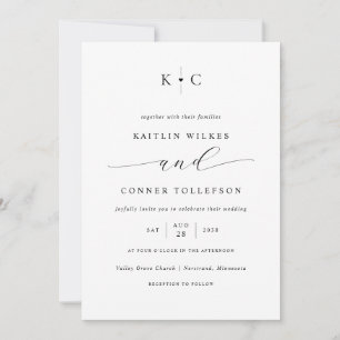 Minimalistisches einfaches Herz-Monogramm romantis Einladung