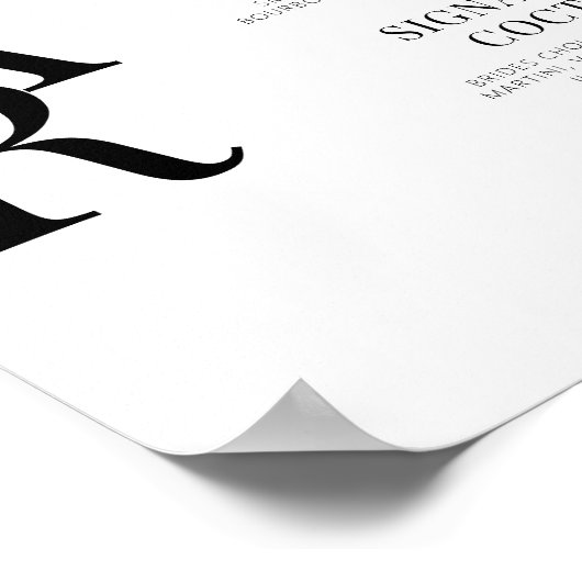 Minimalistisches einfaches Hochzeitsmenü Bar Plaka Poster (Ecke)