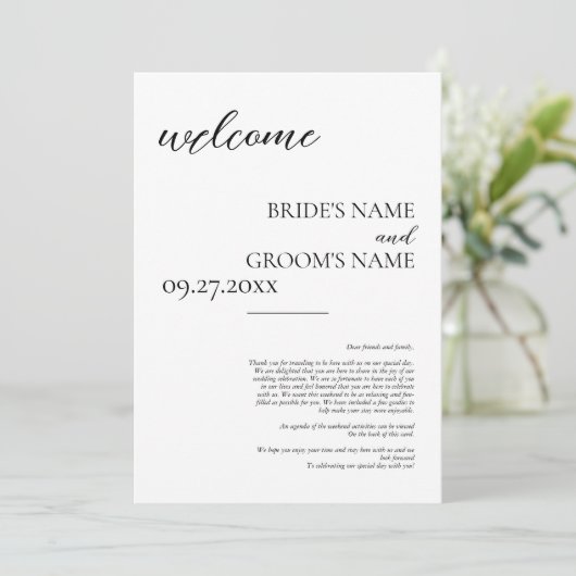 Minimalistisches Einfaches Hochzeitsprogramm (Stehend Vorderseite)