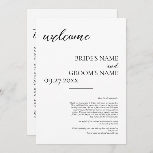 Minimalistisches Einfaches Hochzeitsprogramm (Vorne/Hinten)