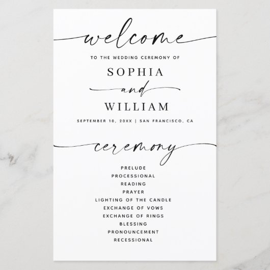 Minimalistisches einfaches Hochzeitsprogramm | Mod (Vorderseite)