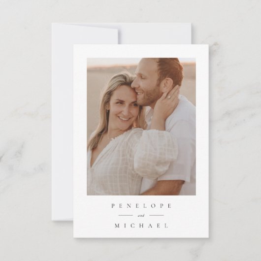 Minimalistisches einfaches Hochzeitsszenario-Foto  Dankeskarte (Vorderseite)