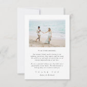 Minimalistisches einfaches Hochzeitsszenario-Foto  Dankeskarte (Rückseite)