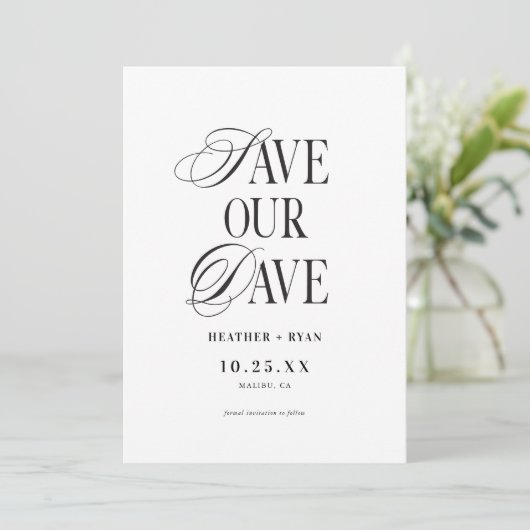 Minimalistisches einfaches Hochzeitsszenario-Foto Save The Date (Stehend Vorderseite)