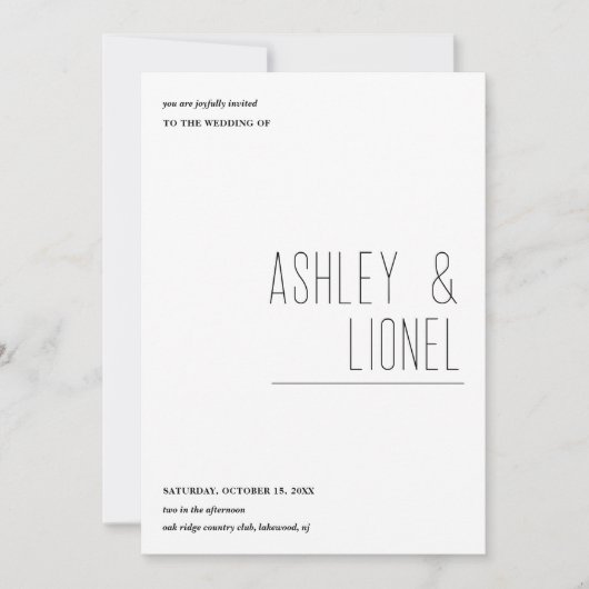 Minimalistisches Einfaches Layout Moderne Typograf Einladung (Vorderseite)