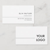 Minimalistisches einfaches Logo-Weiß Visitenkarte (Vorne/Hinten)