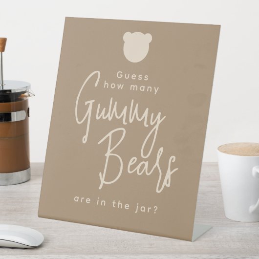 Minimalistisches einfaches, modernes Bear Baby Sho Sockelschild (In Situ)