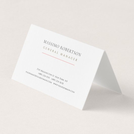 Minimalistisches einfaches modernes Premium-Leinen Visitenkarten (Vorderseite)