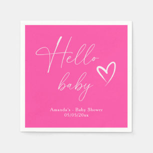 Minimalistisches einfaches rosa Hello Baby Serviette