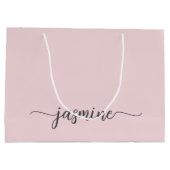 Minimalistisches, einfaches Rosa Monogramm-Girl-Sc Große Geschenktüte (Rückseite)