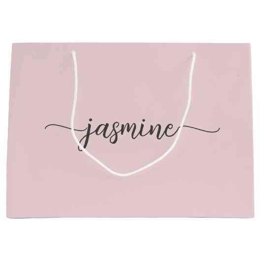 Minimalistisches, einfaches Rosa Monogramm-Girl-Sc Große Geschenktüte (Vorderseite)