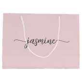 Minimalistisches, einfaches Rosa Monogramm-Girl-Sc Große Geschenktüte (Rückseite)