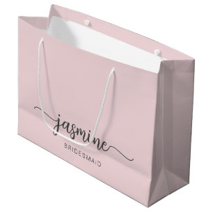 Minimalistisches, einfaches Rosa Monogramm-Girl-Sc Große Geschenktüte