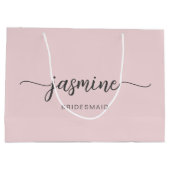 Minimalistisches, einfaches Rosa Monogramm-Girl-Sc Große Geschenktüte (Rückseite)