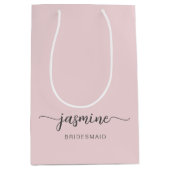 Minimalistisches, einfaches Rosa Monogramm-Girl-Sc Mittlere Geschenktüte (Vorderseite)