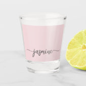 Minimalistisches, einfaches Rosa Monogramm-Girl-Sc Schnapsglas (Vorderseite)