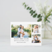 Minimalistisches Einfaches Save the Date 3 Foto Postkarte (Stehend Vorderseite)