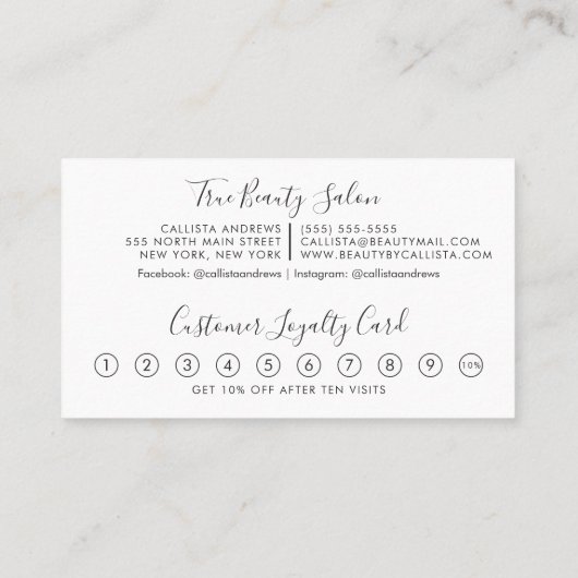 Minimalistisches Einfaches Schwarz-weißes Skript L Treuekarte (Rückseite)