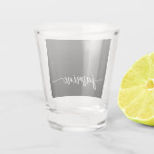 Minimalistisches einfaches Schwarzes Monogramm-Gir Schnapsglas (Rückseite)