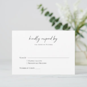 Minimalistisches einfaches schwarzes weißes modern RSVP karte