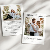 Minimalistisches einfaches Script Heart 2 Foto Hoc Dankeskarte