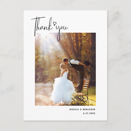 Minimalistisches einfaches Script Heart Wedding Vi Postkarte (Vorderseite)