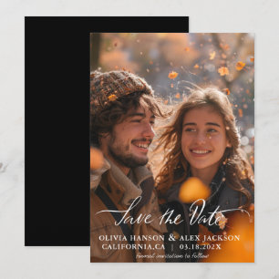 Minimalistisches einfaches Skript-Foto Hochzeit Sc Save The Date