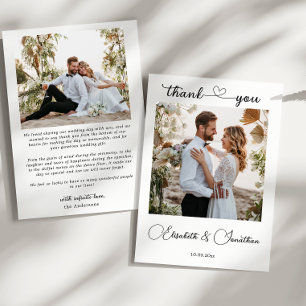 Minimalistisches einfaches Skript Herz 2 Foto Hoch Dankeskarte