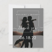 Minimalistisches einfaches Skript Hochzeit 3 Foto  Dankeskarte (Vorderseite)