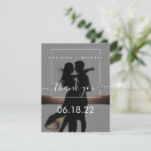 Minimalistisches einfaches Skript Hochzeit 3 Foto  Dankeskarte (Stehend Vorderseite)