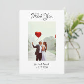 Minimalistisches einfaches Skript mit Herz-Hochzei Dankeskarte (Stehend Vorderseite)