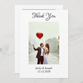 Minimalistisches einfaches Skript mit Herz-Hochzei Dankeskarte (Vorne/Hinten)