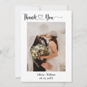 Minimalistisches einfaches Skript mit Herz-Hochzei Dankeskarte (Vorderseite)