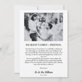 Minimalistisches einfaches Skript mit Herz-Hochzei Dankeskarte (Rückseite)