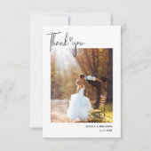 Minimalistisches einfaches Skript mit Herz-Hochzei Dankeskarte (Vorderseite)