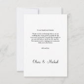 Minimalistisches einfaches Skript mit Herz-Hochzei Dankeskarte (Rückseite)