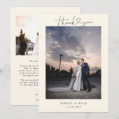 Minimalistisches einfaches Skript mit Herz-Hochzei Dankeskarte (Vorne/Hinten)