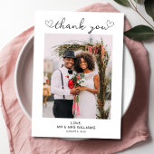 Minimalistisches einfaches Skript mit Herz-Hochzei Dankeskarte