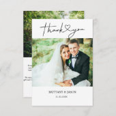 Minimalistisches einfaches Skript mit Herz-Hochzei Dankeskarte (Vorne/Hinten)