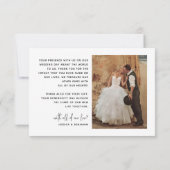 Minimalistisches einfaches Skript mit Herz-Hochzei Dankeskarte (Rückseite)