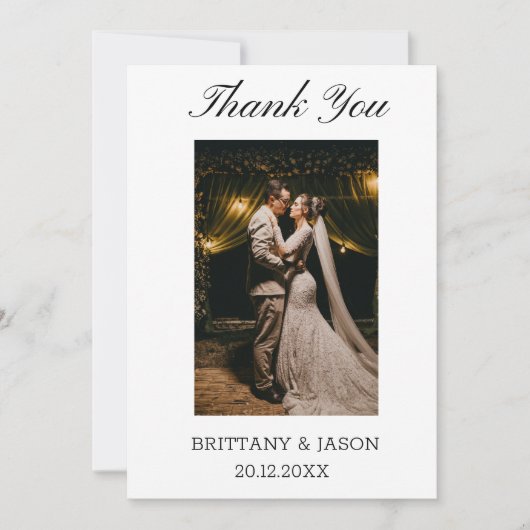 Minimalistisches Einfaches Skript mit Hochzeitsken Dankeskarte (Vorderseite)